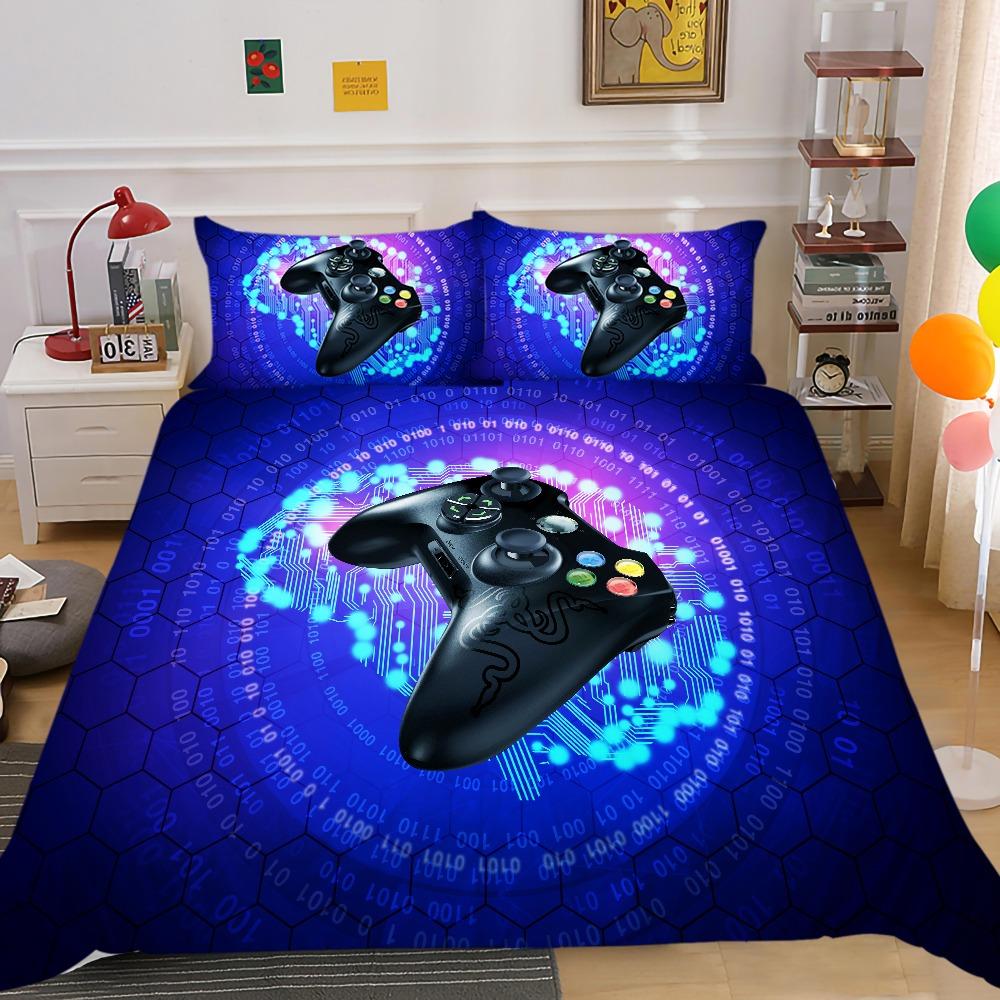 3D Game Controller Pattern Bedding Set Game Console Printed Down Duvet Cover with Pillowcase Teen Single Double Bed Full-size Home Decoration