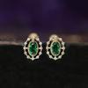 925 Sterling Silver Plated 14K Gold Retro Green Zircon Earrings for Women Exquisite Party Jewelry Gifts