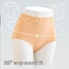 High Waist Plus Size Lace Trim Cotton Panties - Seamless, Breathable, with Abdomen Control and Antibacterial Properties.
