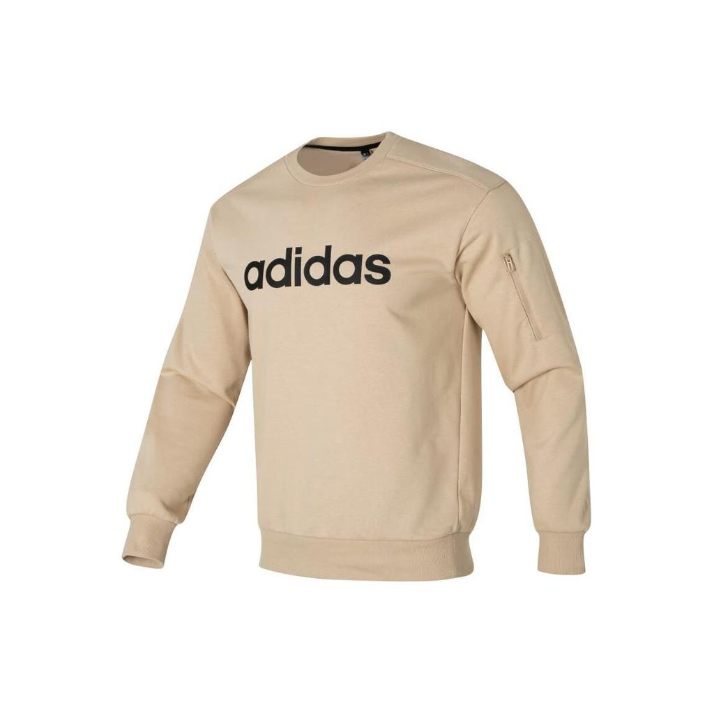adidas Letter Print Series Loose Fit Long Sleeve Hoodie Casual Tops Men Khaki JJ0419