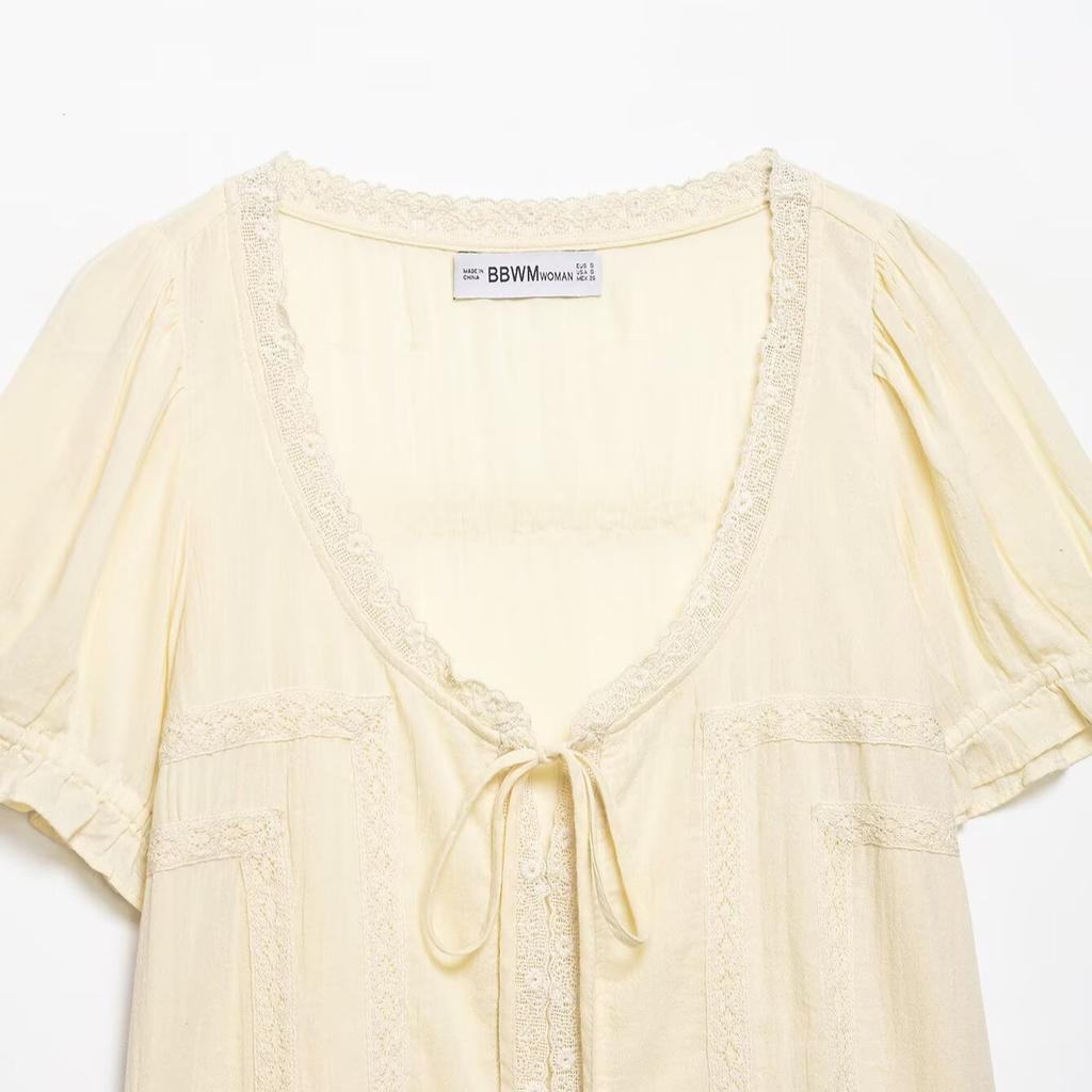 European and American Style, New Women's Clothing, Foreign Style, Fashionable Style, Embroidered Tulle Shirt 0881013