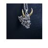 Vintage Golden Horn Hannya Ghost Mask Pendant Men Long Hip Hop Sweater Necklace