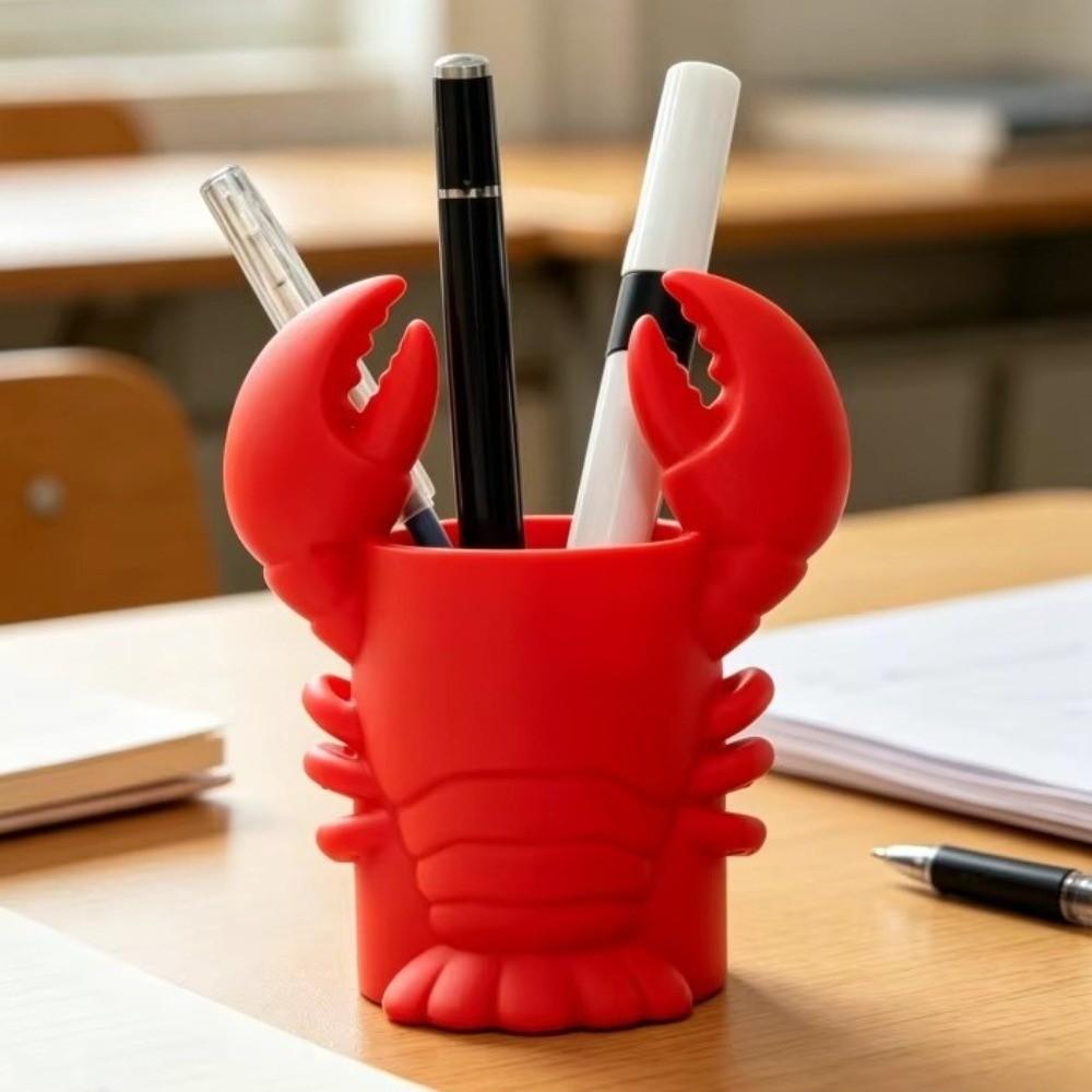 3D Printed Lobster-shaped Pencil Holder Lobster Shape Animal Shape Stand-Up Pen Pouch Plastic Desktop Storage Cup Home Decor
