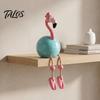 Flamingo Figurine Cute Dangle Leg Figurine, Tropical Polka Dot Statue, Whimsical Outdoor Statue Resin Home Decor Ornament for Indoor Patio Yard Shelf
