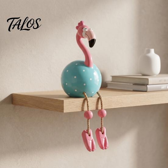 Flamingo Figurine Cute Dangle Leg Figurine, Tropical Polka Dot Statue, Whimsical Outdoor Statue Resin Home Decor Ornament for Indoor Patio Yard Shelf