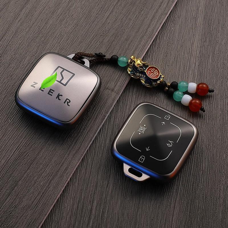 Voor Geely Zeekr 001 7X X 007 009 Leren Auto Afstandsbediening Sleuteletui Sleutelhouder Fob Nfc Bluetooth Metaal Slimme Sleutel Sleutelhanger Accessoires