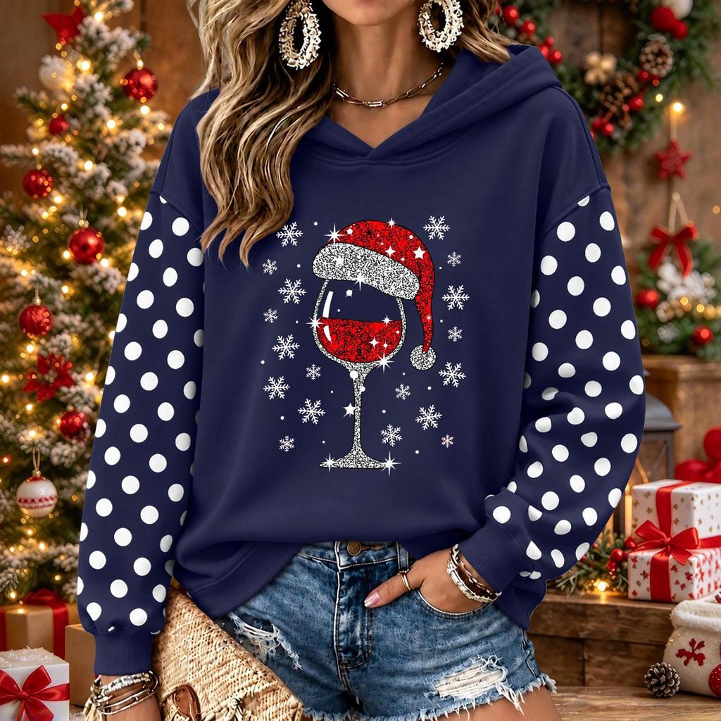 Women's Christmas Print Long Sleeve Top, Casual Comfortable Winter Shirt for Everyday Wear