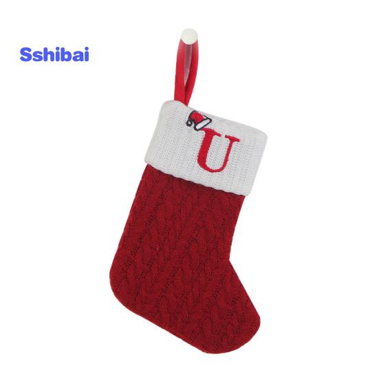 Kalėdinės kojinės, išsiuvinėtas laiškas su pakabinama virve, puikaus darbo kalėdinės kojinės, šventinis kalėdinis papuošimas