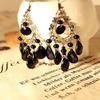 1 Pair Hoop Earrings Exquisite Bright Hollow Pendant Water Drop Beads Earrings for Daily Life
