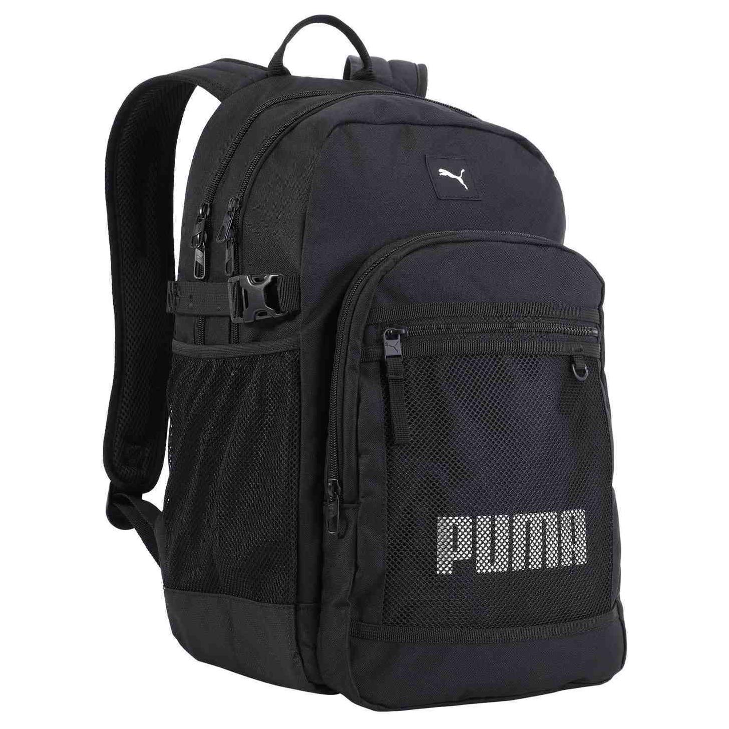 Puma Logo Zipper Fabric Backpack Unisex Backpack Black 091872-01 Black