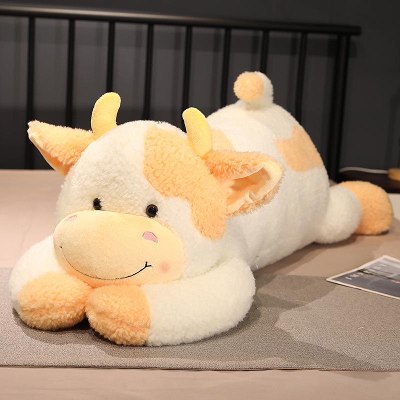 Adorable Lying Cow Plush Pillow - Large Comforting Doll for Girls' Bedtime