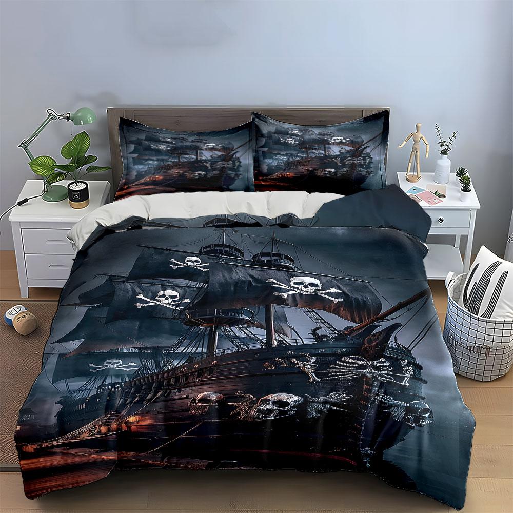 Pirate ship, skulls. Bedding sets Duvet cover sets Duvet covers Pillowcases(1* Duvet Cover 2* Pillowcases without duvet insert)