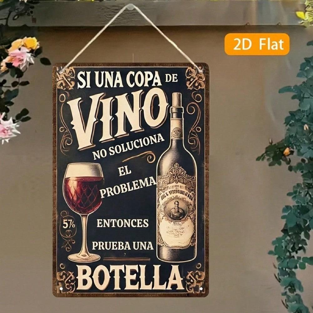 Vintage Spanish Wine Metal Tin Sign Wall Decor 12x8 Inch
