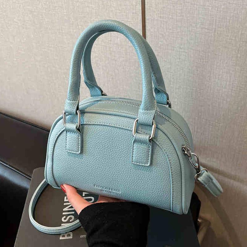 

Summer Women s Green Crossbody Bag Casual Simple Versatile Small Handbags French Texture PU One Shoulder Bags Trend (20cm<Max Length<30cm) синий