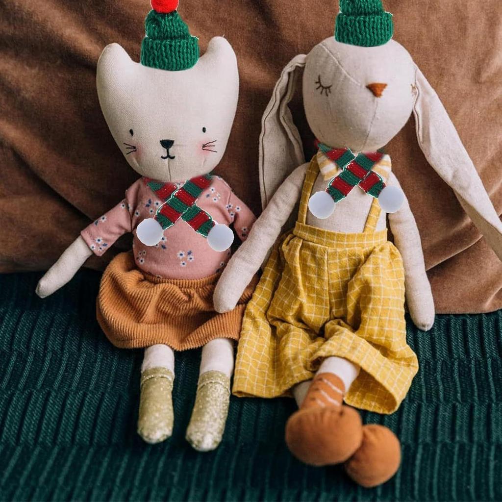 30 Unidades Sombrero Pequeño de Papá Noel para Manualidades, Juego de Mini Gorro y Bufanda de Punto Navideño, Adornos para el Árbol, Decoración para Tapa de Botella