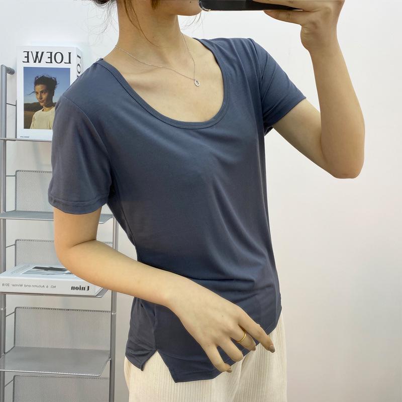 Women's Korean Style Slimming Modal Short Sleeve Top - Summer Fashion Round Neck Tee