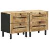 Nightstand 2 Pcs Natural 40 X 33 X 46 Cm Solid Mango Wood