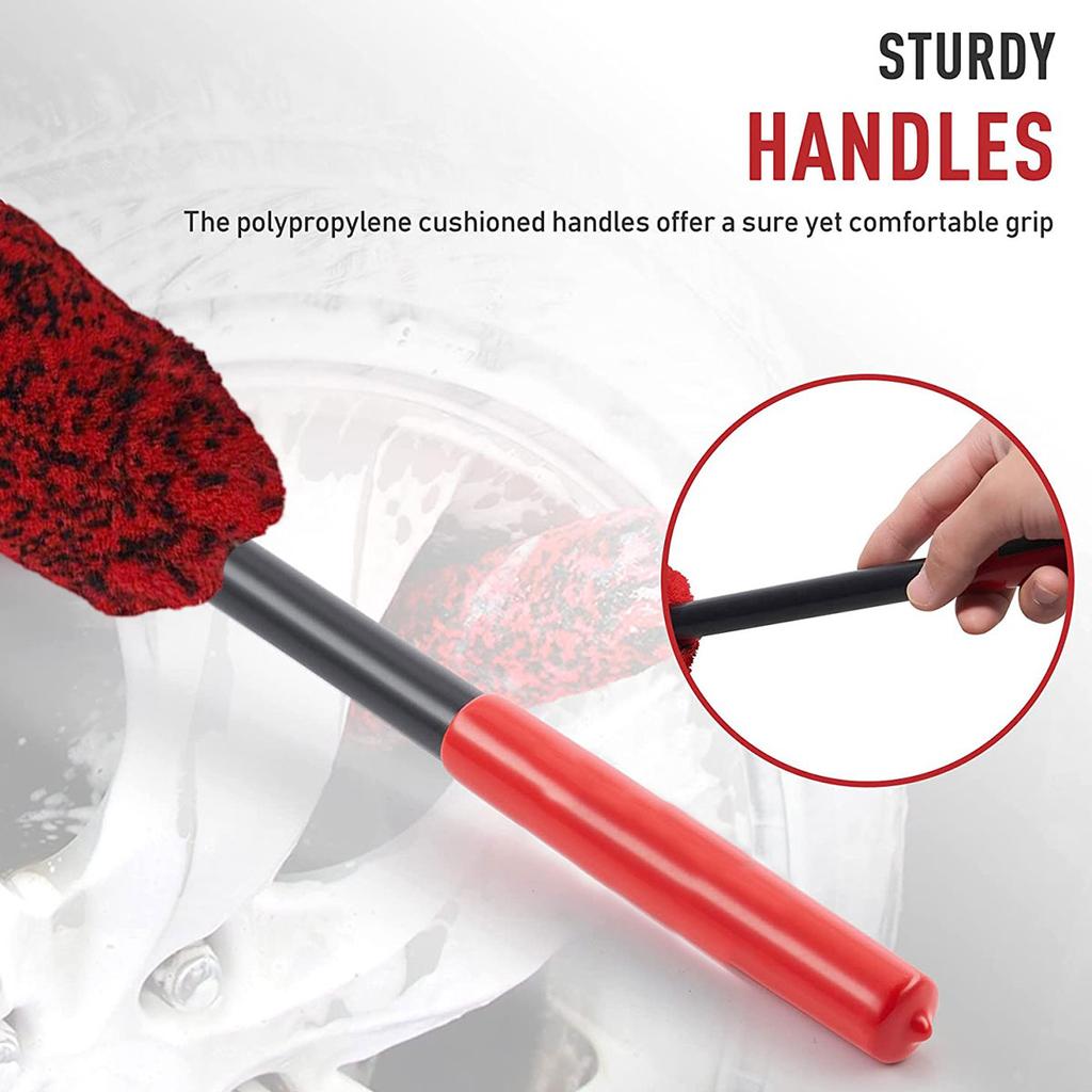 3Pcs Wheel Cleaning Brush Car Wheel Detailing Brush Cleaning Tools for Car Rim Tire Washing Micro Fiber Wheel Wand Auto Care