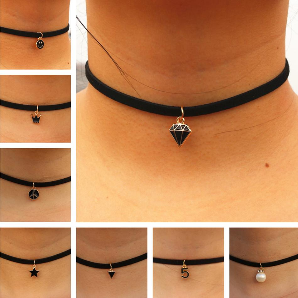 Gothic Choker Necklaces for Women Clavicle Collares Jewelry Bijoux Colier Necklaces Smile Pendants Neck Jewelry