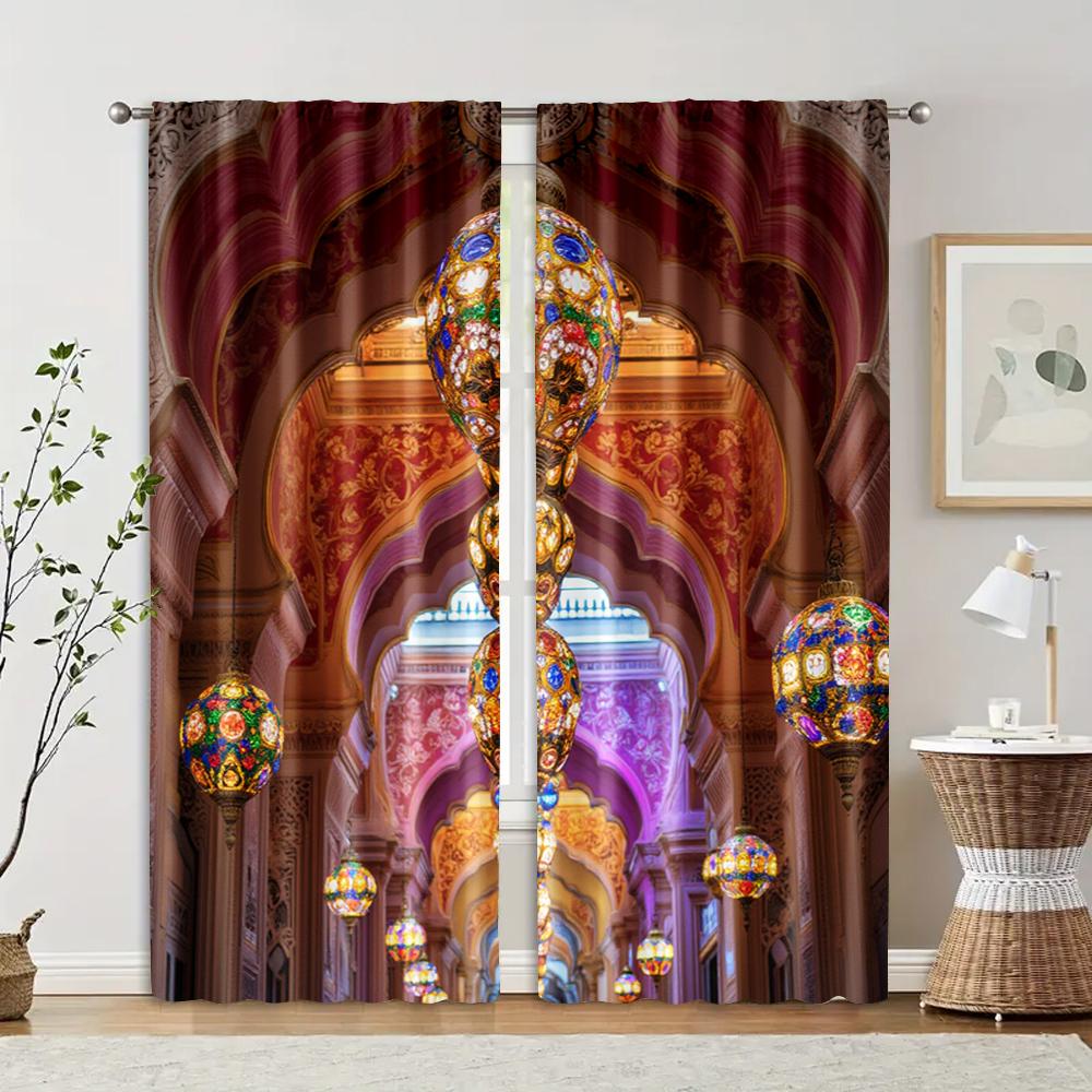 

2 шт., фильтрующие шторы (исключая удилища, неподвижный, без батареек) Вдохновленный Индией1 для использования в спальнях и гостиных 29x65in(75x166cm)