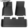 LUCKEASY Left Drive for Tesla Model Y 2021-2024 Car Floor Mats TPE 3D Foot Pad Waterproof All Weather Car Accessories Black