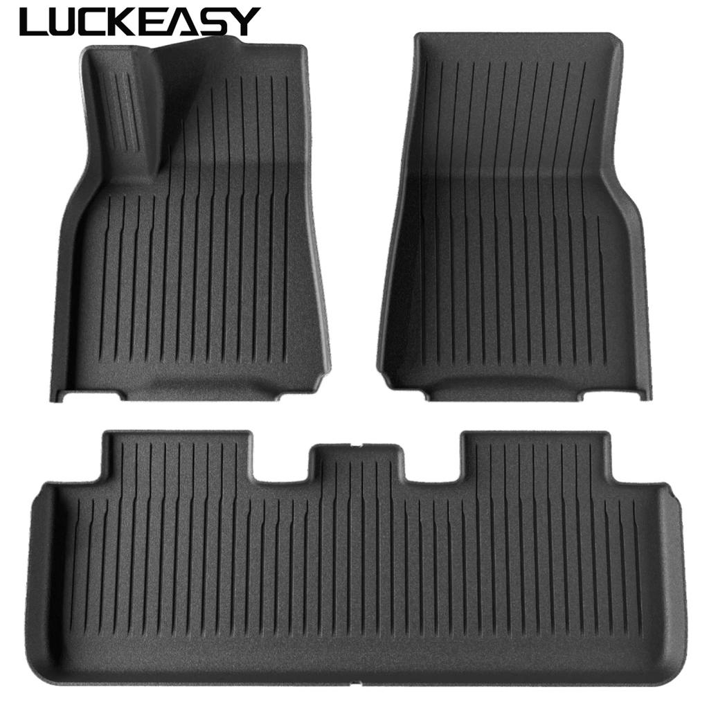 LUCKEASY Left Drive for Tesla Model Y 2021-2024 Car Floor Mats TPE 3D Foot Pad Waterproof All Weather Car Accessories Black