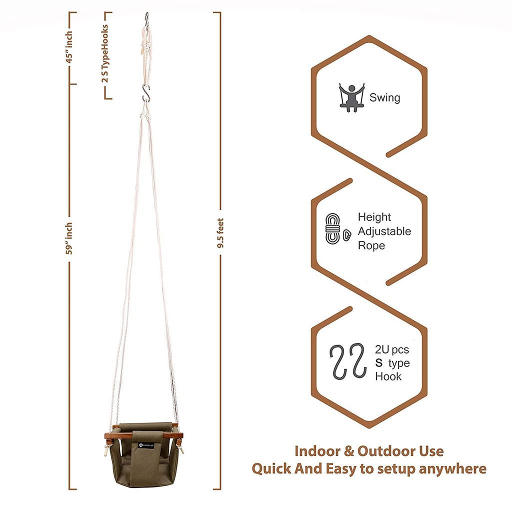 Huśtawka dla dzieci, huśtawka dla niemowląt wisząca do wewnątrz i na zewnątrz.