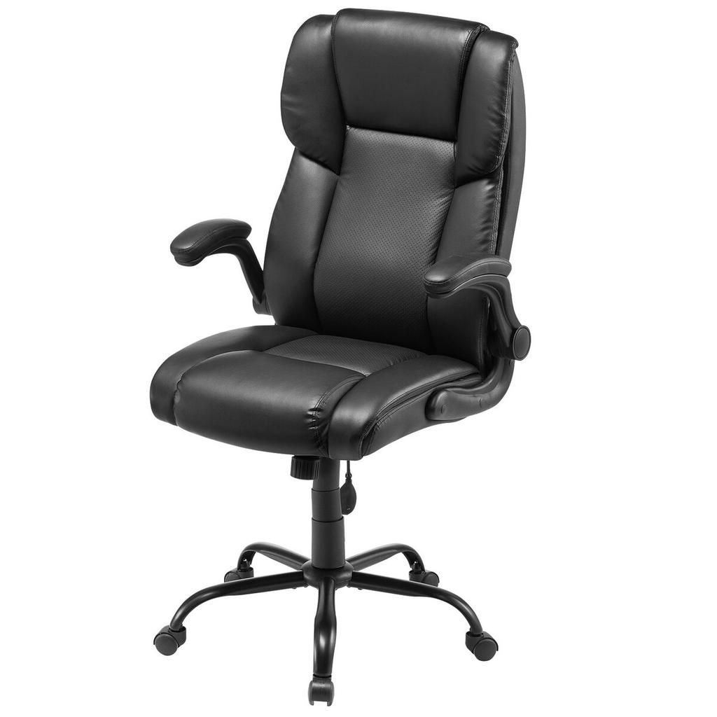 Executive Chair High Back Desk Chair Flip-up Armrests Lumbar Support Black