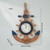 Vintage Mediterranean Ship Wheel Wall Clock - Distressed Wooden Decor for Living Room or Bar