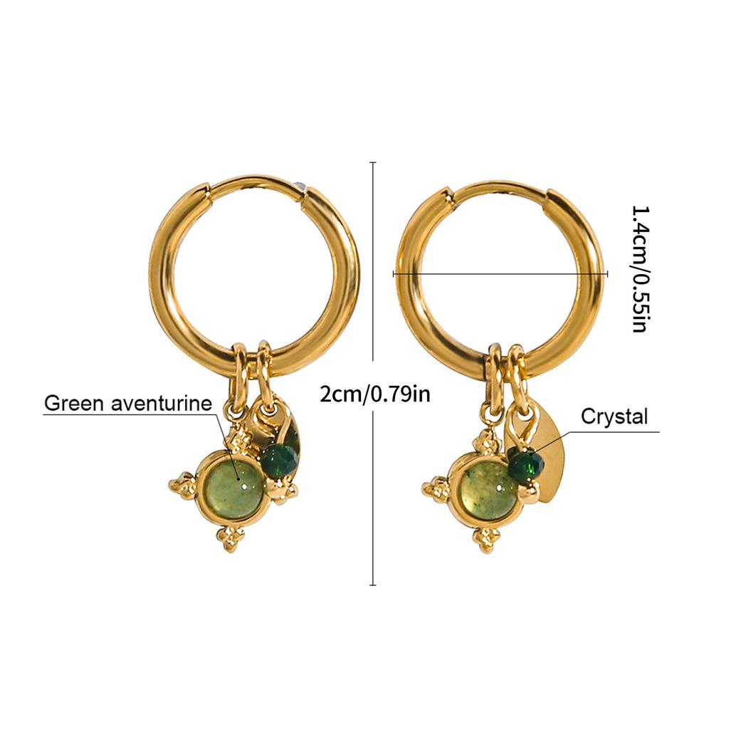 Clips d'oreilles pendantes en pierre d'aventurine naturelle, légers et portables en alliage, accessoires d'oreille, bijoux pour peau sensible