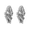 Bohemian Geometric Irregular Dangle Earrings for Women Ladies Metal Hammer Texture Drop Earrings Vacation Jewelry Accessories