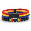 Hinweis 2 Stück/Packung Herren Armband Set Handgemacht Nationalflaggenfarbe A-Qualität 4mm Schnur Armband Obsidian Armband Pulseras Para Hombre