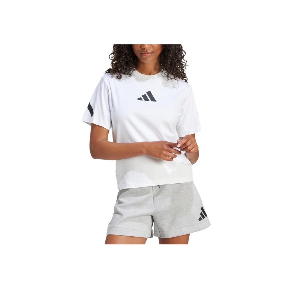 Adidas Z.N.E. Crew Neck Pullover Short Sleeve T-Shirt Women Tops White JE7857
