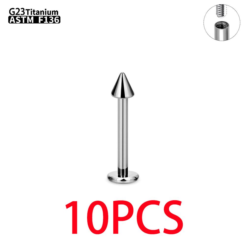 G23 Titanium 10PCS Labret Lip Stud Piercing Eyebrow Body Jewelry Nose Ring C rod For Women Septum Piercing