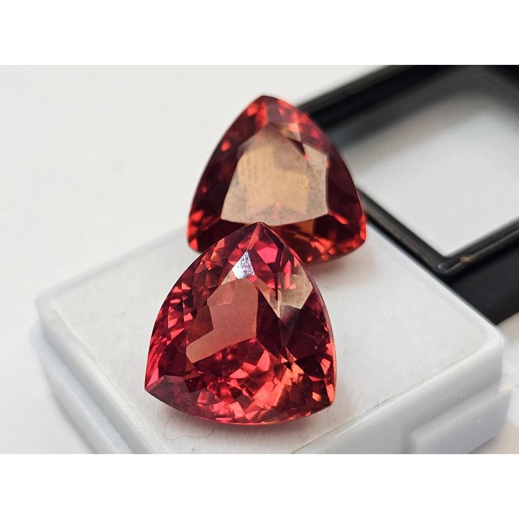 Trillion Cut Mexican Fire Opal 30-31 Ct Pair Beautiful Certified Loose Gemstone