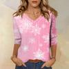 Women's T Shirt CHristmas Print 3/4 Sleeve Daily Weekend Fashion Basic V- Neck Regular Top