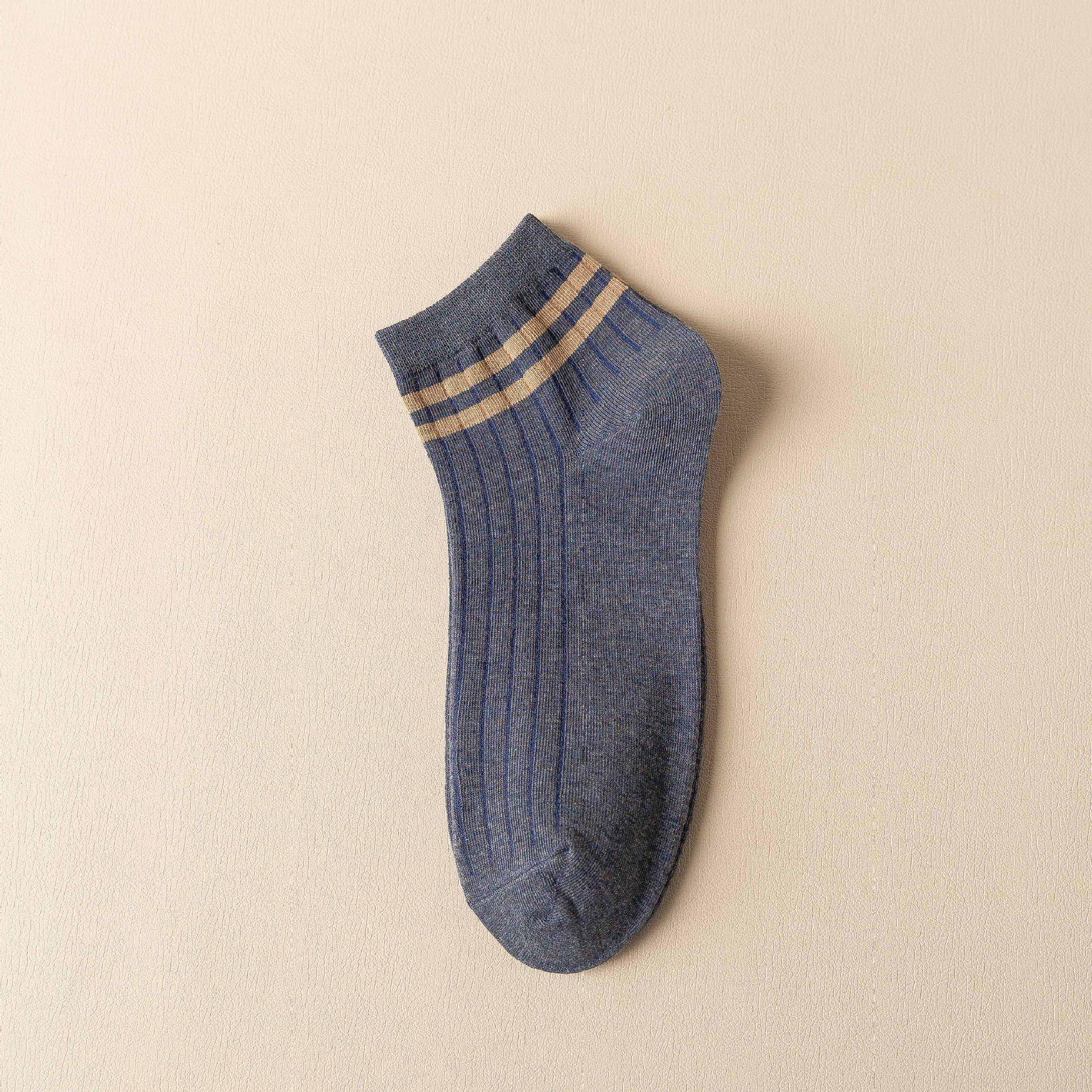 

Мужские весенне-летние полосатые носки-лодочки: Впитывающий пот, дышащий, тонкий, с глубоким вырезом One Size темно-синий