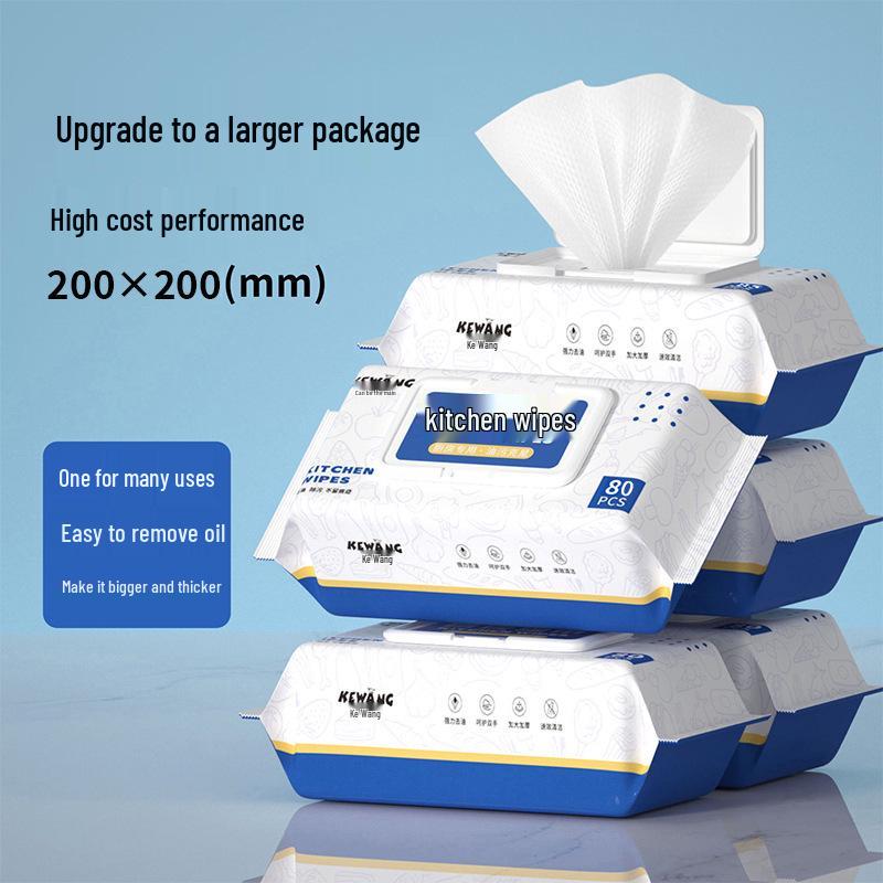80-Count Large Kitchen Wet Wipes for Oil Stain Removal