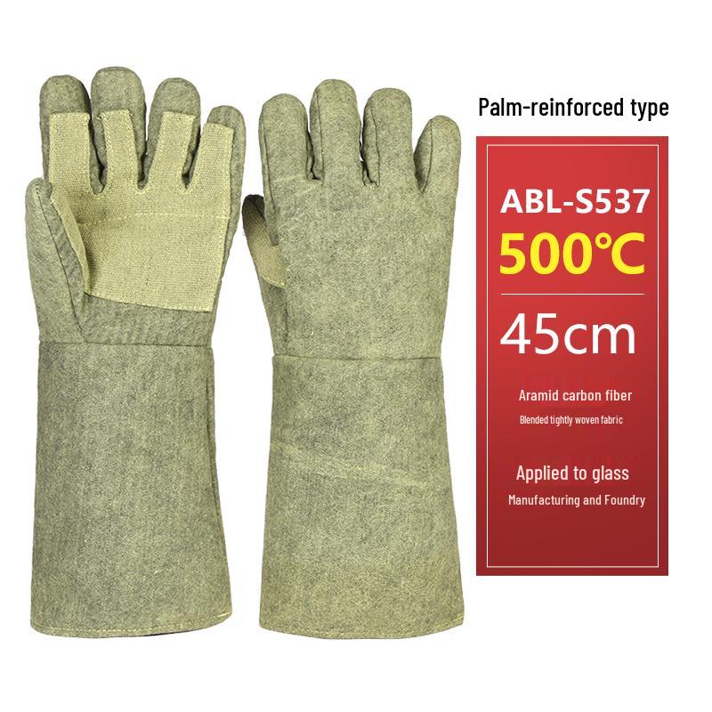 Industrihandskar som tål höga temperaturer: Skållningsskyddande, Brandsäker, Värmeisolering upp till 1000°F, Flexibel femfingerdesign.