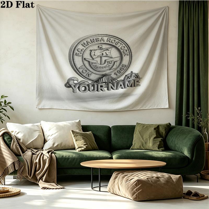 Benutzerdefinierte Name FC Hansa Rostock Gedruckte Wandteppich – Wandbehang für Schlafzimmer, Studentenwohnheime und Heimdekoration