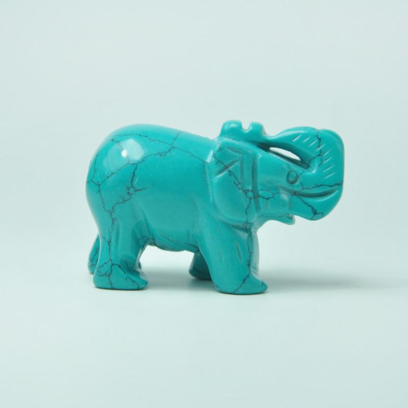 Carved Elephant Hand Natural Gemstone Jasper Turquoise Malachite Crystal Quartz