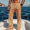 European and American Four-season Thin Beach Casual Lace-up New Men's Cotton and Linen Drawstring Straight Trousers Men