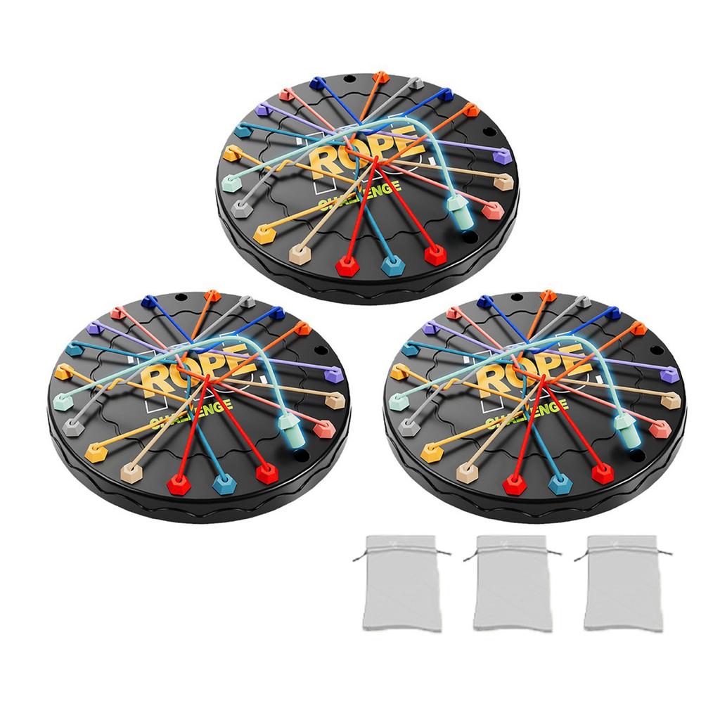 1/2/3 Sets Kids Rope Untangling Game Twisted Rope Knots Challenge Board Game Logic Thinking Interactive Educational Elastic Rope Unhitching Toy