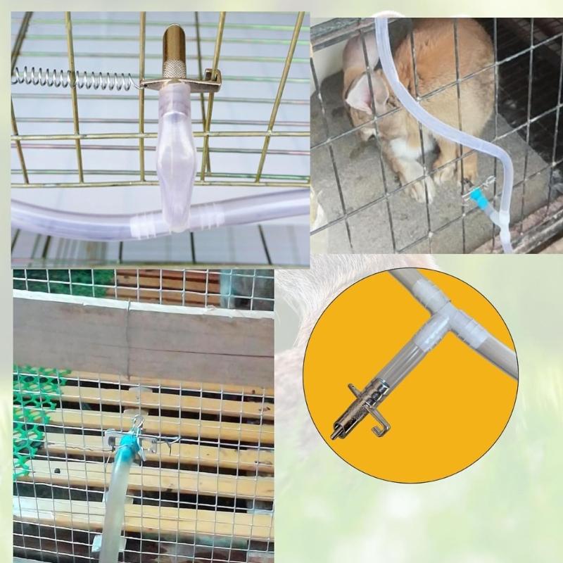 Automatic Small Animal Water Dispenser Set With Spring Mounted Nipples Feeders And Easy Installation Tool Watering Kits