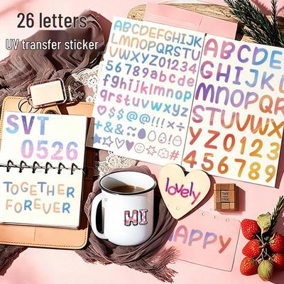 Bunte Wasserdichte UV Buchstaben- & Zahlenaufkleber – Kratzfeste Dekoratives Alphabet-Set