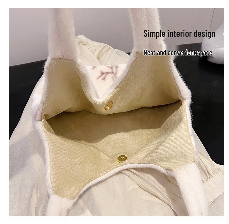 Korean Style Winter 2025 Plush Handbag - Versatile Single Shoulder, Large Capacity, Chinese Design