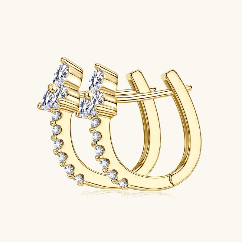 Silvere Glam Niche Geometric Light Luxury Micro-set Unique Design Moissanite Earrings Bohemian-style Earrings