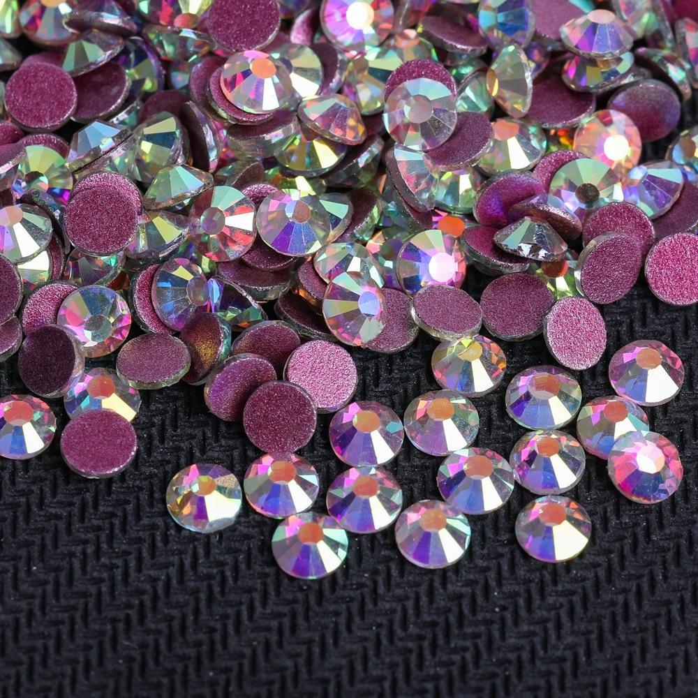 Wei Chen Rhinestone White Ab Color Flat Bottom Diamond Glue Bare Crystal Glass Fabric Clothing Nail Art Decoration