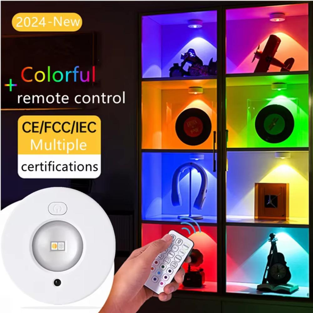 LED nočné svetlo RGB 12-farebné bezdrôtové skrinkové svietidlo Typ-C nabíjateľné diaľkové ovládanie pre osvetlenie izbovej kuchynskej skrinky