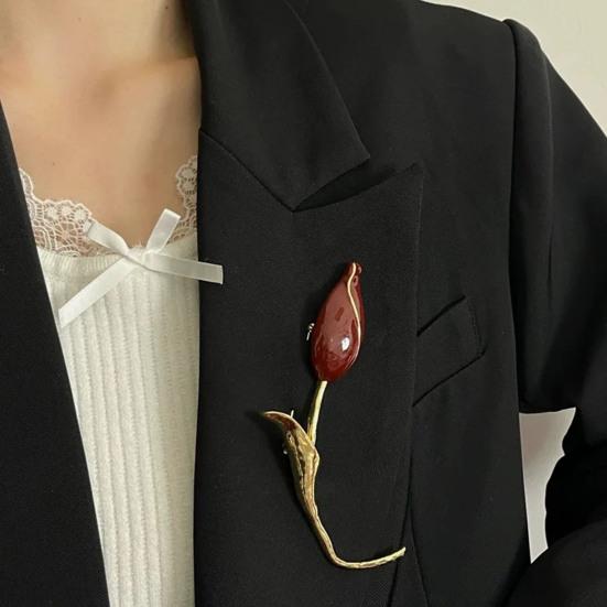 Tulip Flower Brooch Metal Alloy Brooch Versatile Jacket Dress Scarf Hat Handbag Pin Lightweight Elegant Accessories Gifts